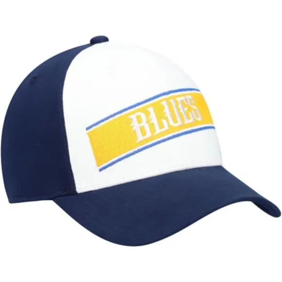 NEW NHL Hockey St. Louis Blues adidas Local Coach Flex S/M White and Blue Hat - Picture 2 of 10